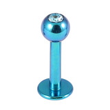 Titanium Jewelled Labrets 1.6mm 1.6mm, 10mm, (4mm), Turquoise with Light Blue