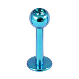 Titanium Jewelled Labrets 1.6mm 1.6mm, 10mm, (4mm), Turquoise with Turquoise