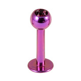 Titanium Jewelled Labrets 1.6mm 1.6mm, 10mm, (4mm), Purple with Purple