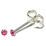 Silver Crystal Studs ST1 - ST2 - ST3 ST1, 1.5mm, 1 Pair Pink