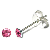 Silver Crystal Studs ST1 - ST2 - ST3 ST3, 2.5mm, 1 Pair Pink