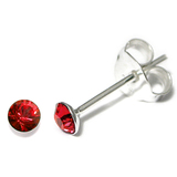 Silver Crystal Studs ST1 - ST2 - ST3 ST3, 2.5mm, 1 Pair Red