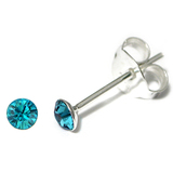 Silver Crystal Studs ST1 - ST2 - ST3 ST3, 2.5mm, 1 Pair Turquoise