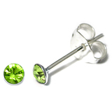 Silver Crystal Studs ST1 - ST2 - ST3 ST3, 2.5mm, 1 Pair Light Green