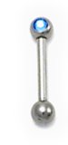Steel Micro Barbell with Side Threaded Jewelled Ball sapphire / 6