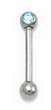 Steel Micro Barbell with Side Threaded Jewelled Ball light blue / 6