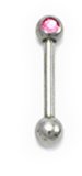 Steel Micro Barbell with Side Threaded Jewelled Ball pink / 6