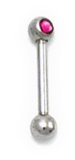 Steel Micro Barbell with Side Threaded Jewelled Ball fuchsia / 10