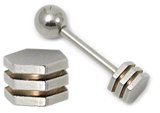 Steel Threaded Attachment - 1.2mm and 1.6mm Bolt. 1.6mm gauge. 6mm wide. 5mm high. (Barbell not included)