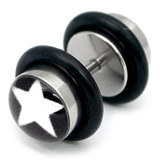 Steel Logo Fake Plugs 1.2x4.5mm shaft. / White star / 6mm disks