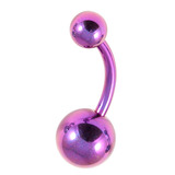 Titanium Belly Bar 1.6mm with 8-5 balls 1.6mm, 12mm, 8mm and 5mm, Purple