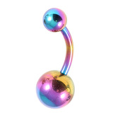 Titanium Belly Bar 1.6mm with 8-5 balls 1.6mm, 12mm, 8mm and 5mm, Rainbow