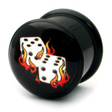 Acrylic Logo Plugs 6-14mm 12mm, Flaming Dice