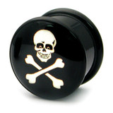 Acrylic Logo Plugs 6-14mm 14mm, Skull and Crossbones