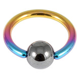 Titanium BCR with Hematite Bead 1.0mm gauge 1.0mm, 8mm, 4mm, Rainbow
