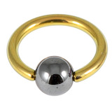 Titanium BCR with Hematite Bead 1.0mm gauge 1.0mm, 8mm, 4mm, Gold