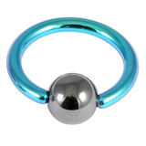 Titanium BCR with Hematite Bead 1.0mm gauge 1.0mm, 8mm, 4mm, Turquoise