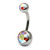 Steel Double Jewelled Belly Bar  6mm 1.6mm, 6mm, Rose AB - alternative image