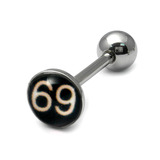 Steel Logo Tongue Bars (8mm Disk) 1.6mm, 14mm, Sixty Nine (69)