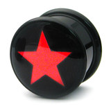 Acrylic Logo Plugs 6-14mm 8mm, Red Star