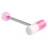 Acrylic Pill Tongue Barbell 1.6mm 16mm / Pink (one bar only)