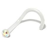 Bioflex Jewelled Nose Stud 1.0mm, Translucent, Crystal AB Jewel