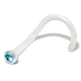 Bioflex Jewelled Nose Stud 1.0mm, Translucent, Light Blue Jewel