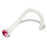 Bioflex Jewelled Nose Stud 1.0mm, Translucent, Pink Jewel