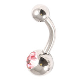 Steel Baby Jewelled Belly Bars - 8mm Light Pink