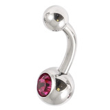 Steel Baby Jewelled Belly Bars - 8mm Fuchsia