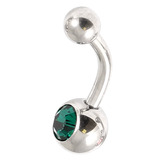 Steel Baby Jewelled Belly Bars - 8mm Dark Green