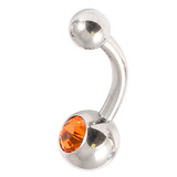 Steel Baby Jewelled Belly Bars - 8mm Orange
