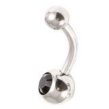 Steel Baby Jewelled Belly Bars - 8mm Jet Black