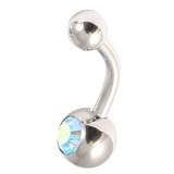 Steel Baby Jewelled Belly Bars - 8mm Aqua AB