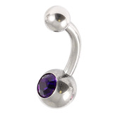 Steel Baby Jewelled Belly Bars - 8mm Heliotrope
