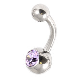 Steel Baby Jewelled Belly Bars - 8mm Lilac