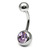 Steel Jewelled Belly Bar -  6mm - SKU 9403