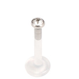 Bioflex Push-fit Labret with Titanium Jewelled Disk (2.35mm Disk) 1.6mm, 7mm, 2.35mm Crystal Clear.