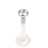 Bioflex Push-fit Labret with Titanium Jewelled Disk (3mm Disk) 1.6mm, 7mm, 3mm Crystal Clear.
