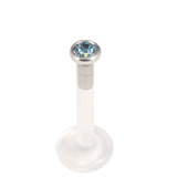 Bioflex Push-fit Labret with Titanium Jewelled Disk (2.35mm Disk) 1.6mm, 9mm, 2.35mm Light Blue.