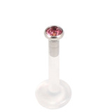 Bioflex Push-fit Labret with Titanium Jewelled Disk (2.35mm Disk) 1.6mm, 9mm, 2.35mm Pink.