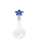 Bioflex Push-fit Labret with Titanium Star 1.6mm 1.6mm, 8mm, Blue