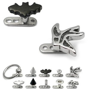 Titanium Dermal Anchor with various style Tops