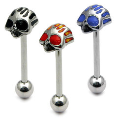 Flaming Skull Barbell