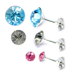 Crystal Studs Sterling 925 Silver