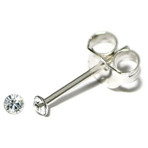 925 Sterling Silver Crystal Stud with 1.5mm jewel (ST1)