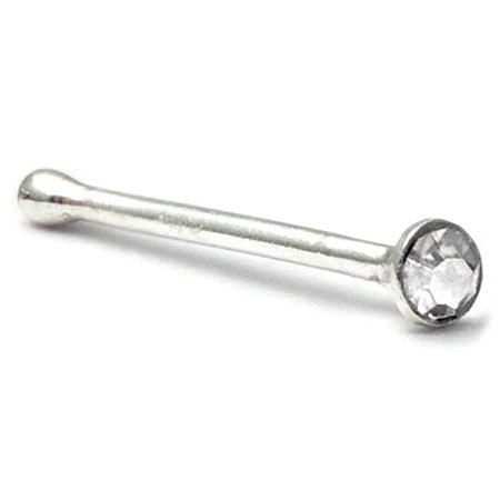 sterling silver PAIR of Crystal Clear swarovski crystal Nose Bones Crystal Nose Studs Sold as a PAIR 1.6mm round Gem Gauge is 0.6mm TDi-ST17