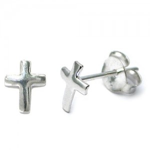 Sterling Silver Cross Stud Earring (ST14)