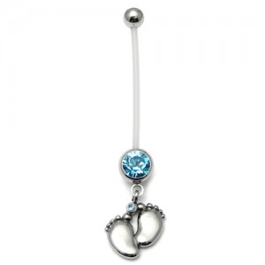 Pregnancy-belly-bars-Baby-Feet-Light-Blue-PTFE-navel-bars