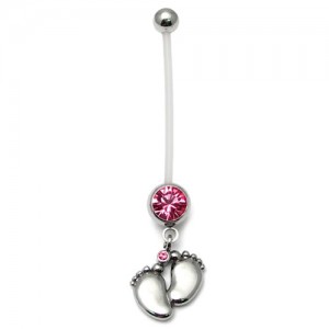 Pregnancy-belly-bars-Baby-Feet-Pink-PTFE-navel-bars